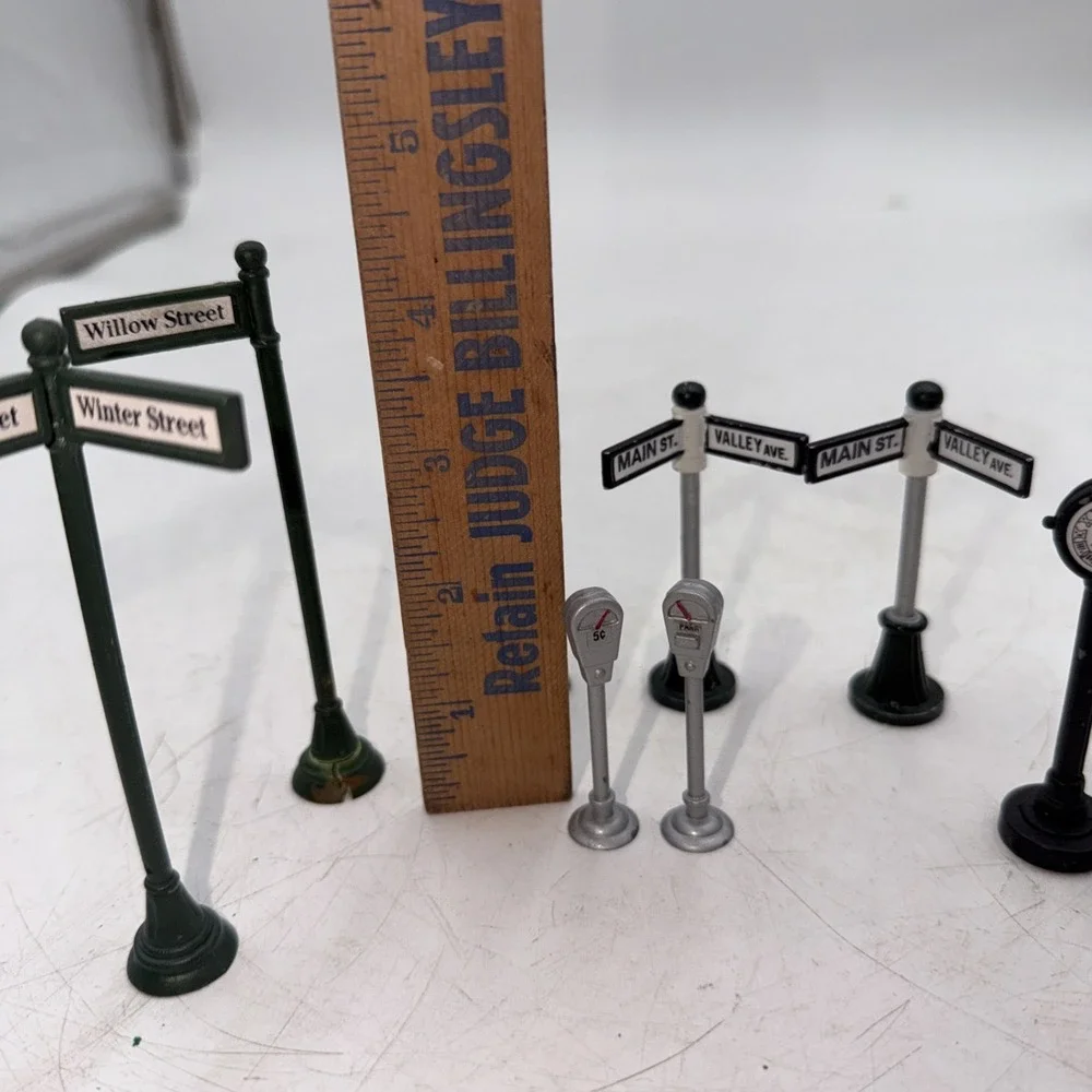 Vintage Lemax Village Main Street Sign Clock Mailbox Parking Meter Mixed LOT 11